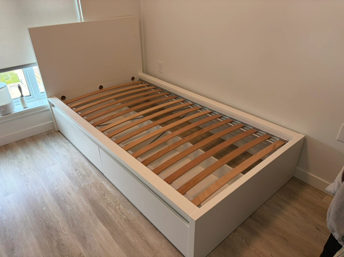 IKEA White Twin Bed Frame with Storage Drawers