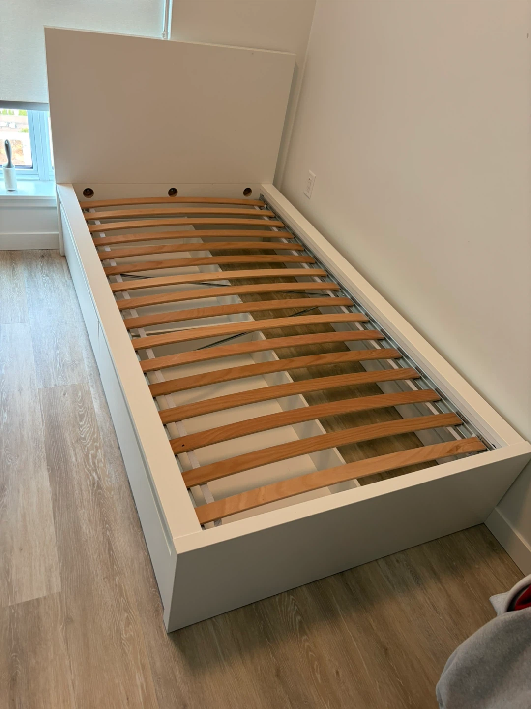 IKEA White Twin Bed Frame with Storage Drawers - photo 2