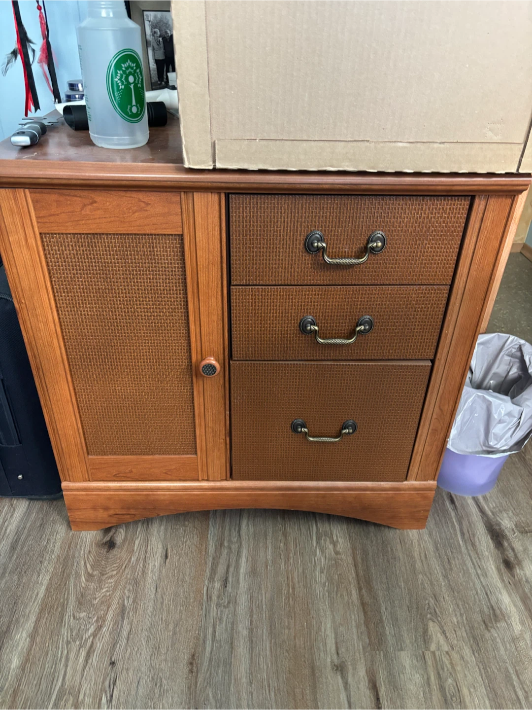 2 Sauder storage cabinets / extra-wide nightstands.