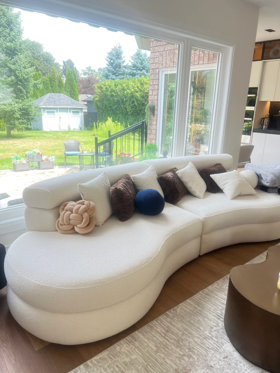 Curved Bouclé Sectional Sofa
