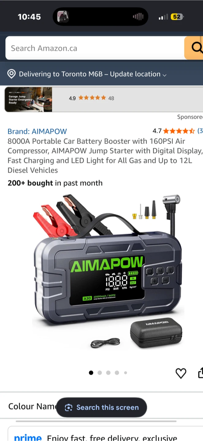 AIMAPOW 8000A Portable Car Battery Booster with Air Compressor