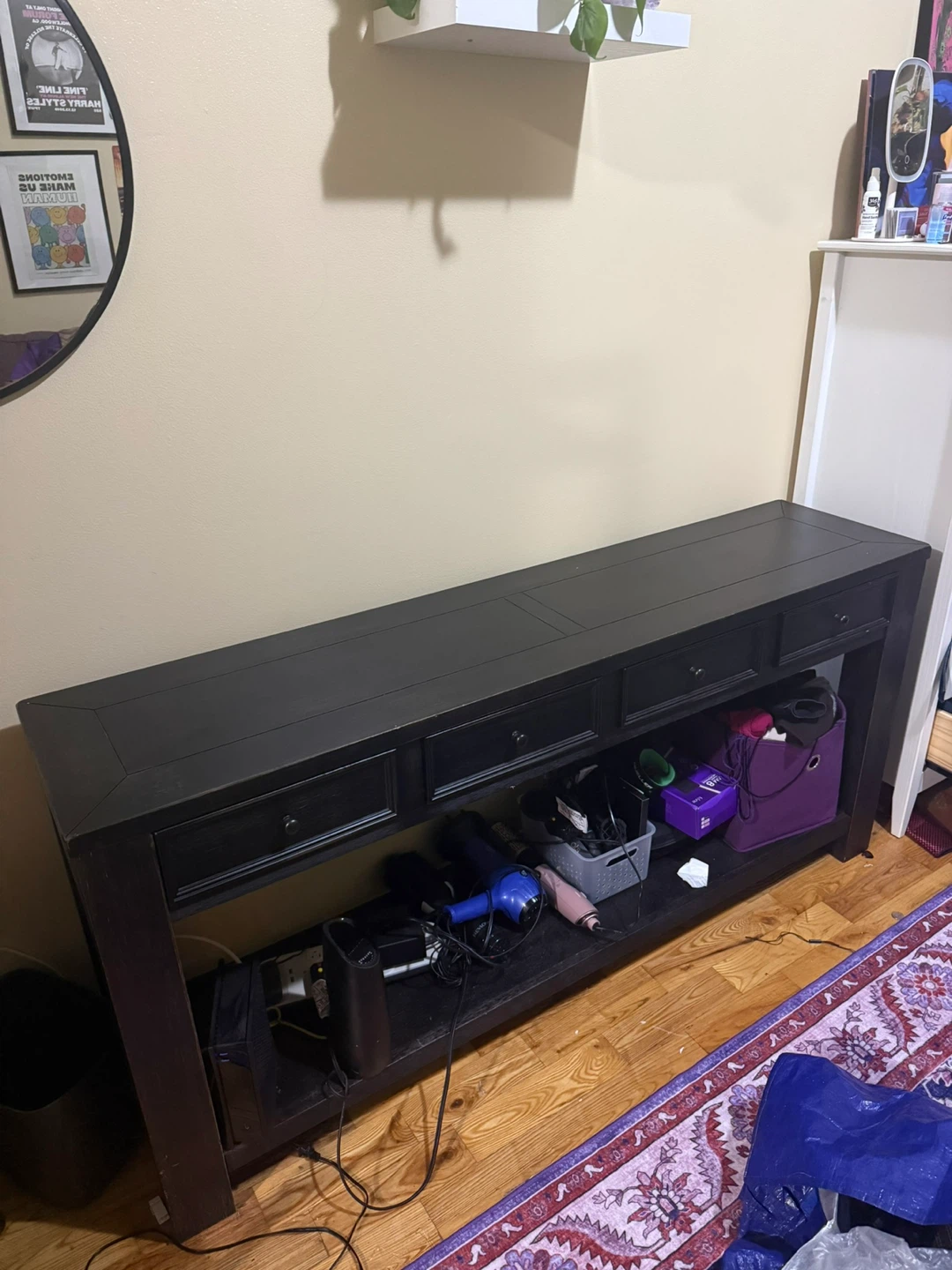Black Console Table with Drawers
