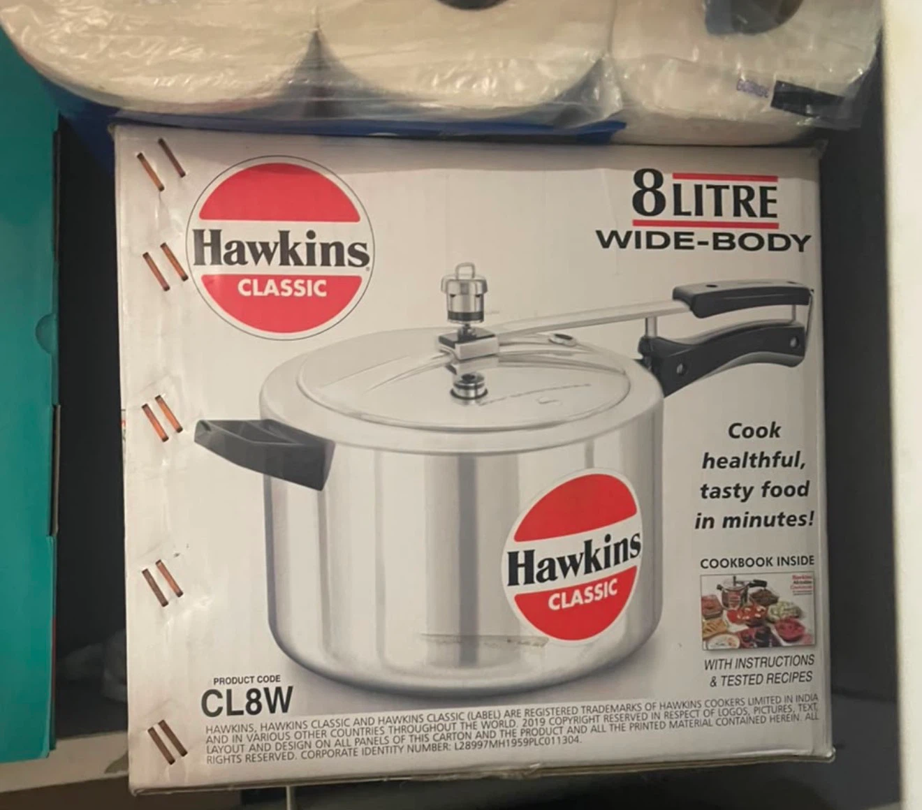 Hawkins Classic 8 Litre Wide-Body Pressure Cooker
