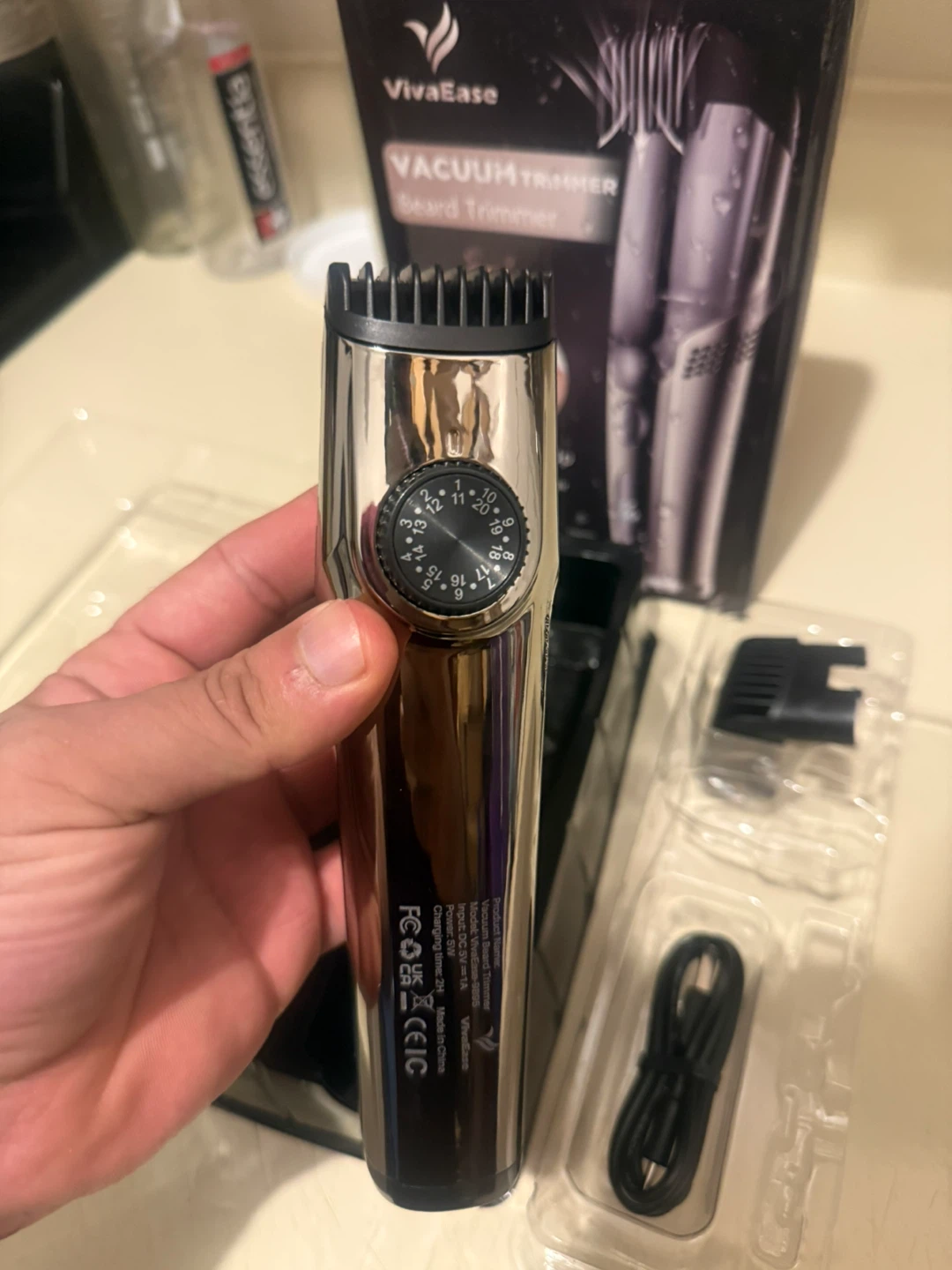 Vacuum Beard clipper buzzer hair Trimmer - Black - photo 5