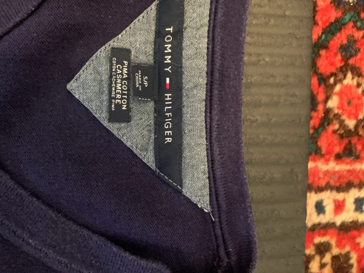 Tommy Hilfiger Navy Pima Cotton Cashmere V-Neck Sweater - photo 2
