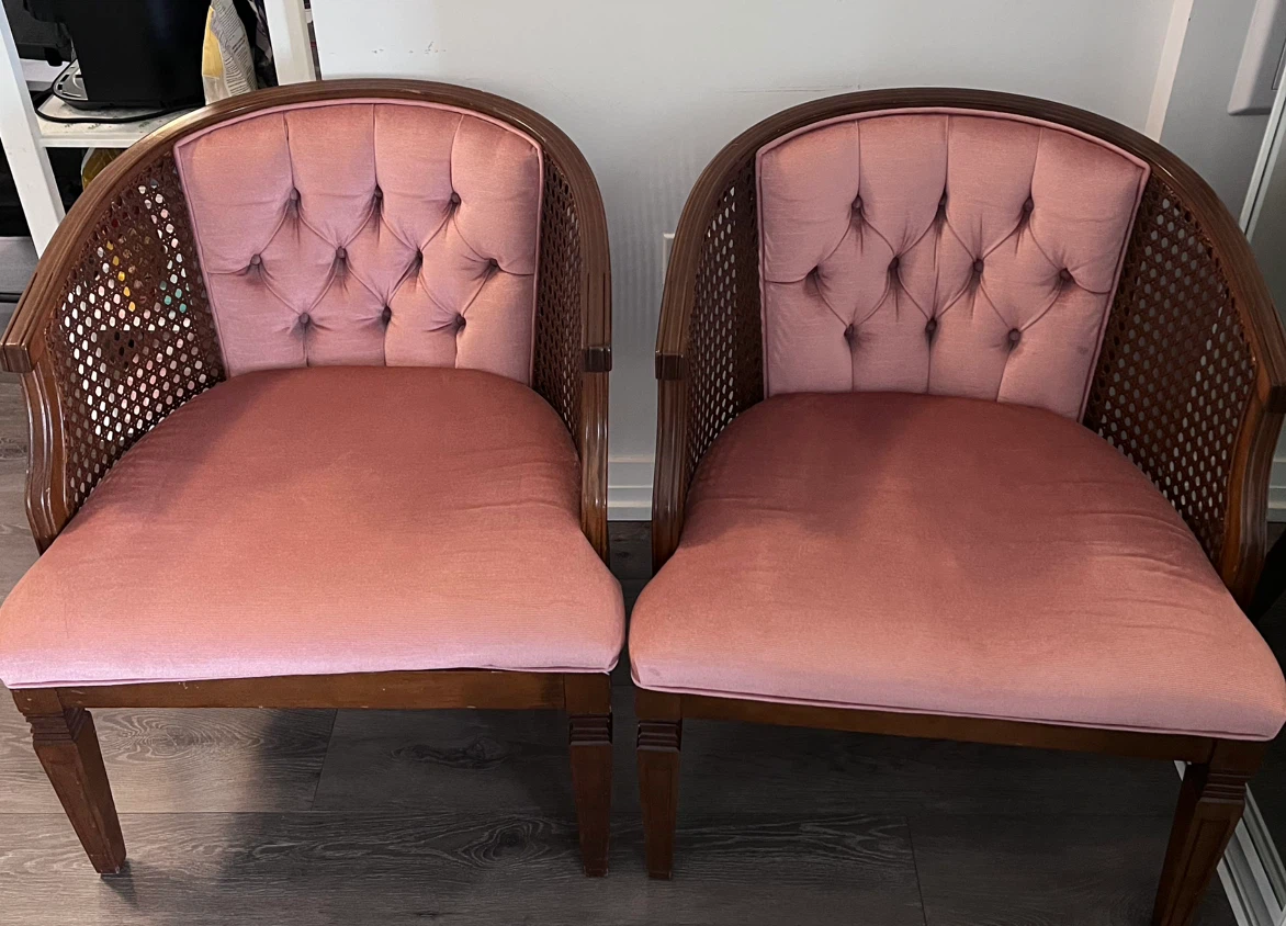 Elegant Blush Pink Cane Accent Chairs – Set of 2 - photo 2