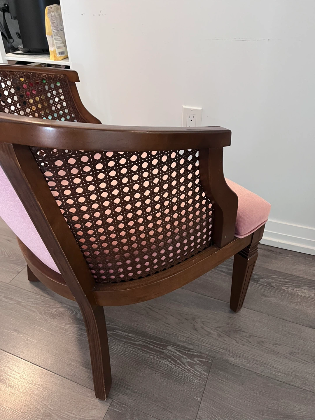 Elegant Blush Pink Cane Accent Chairs – Set of 2 - photo 4