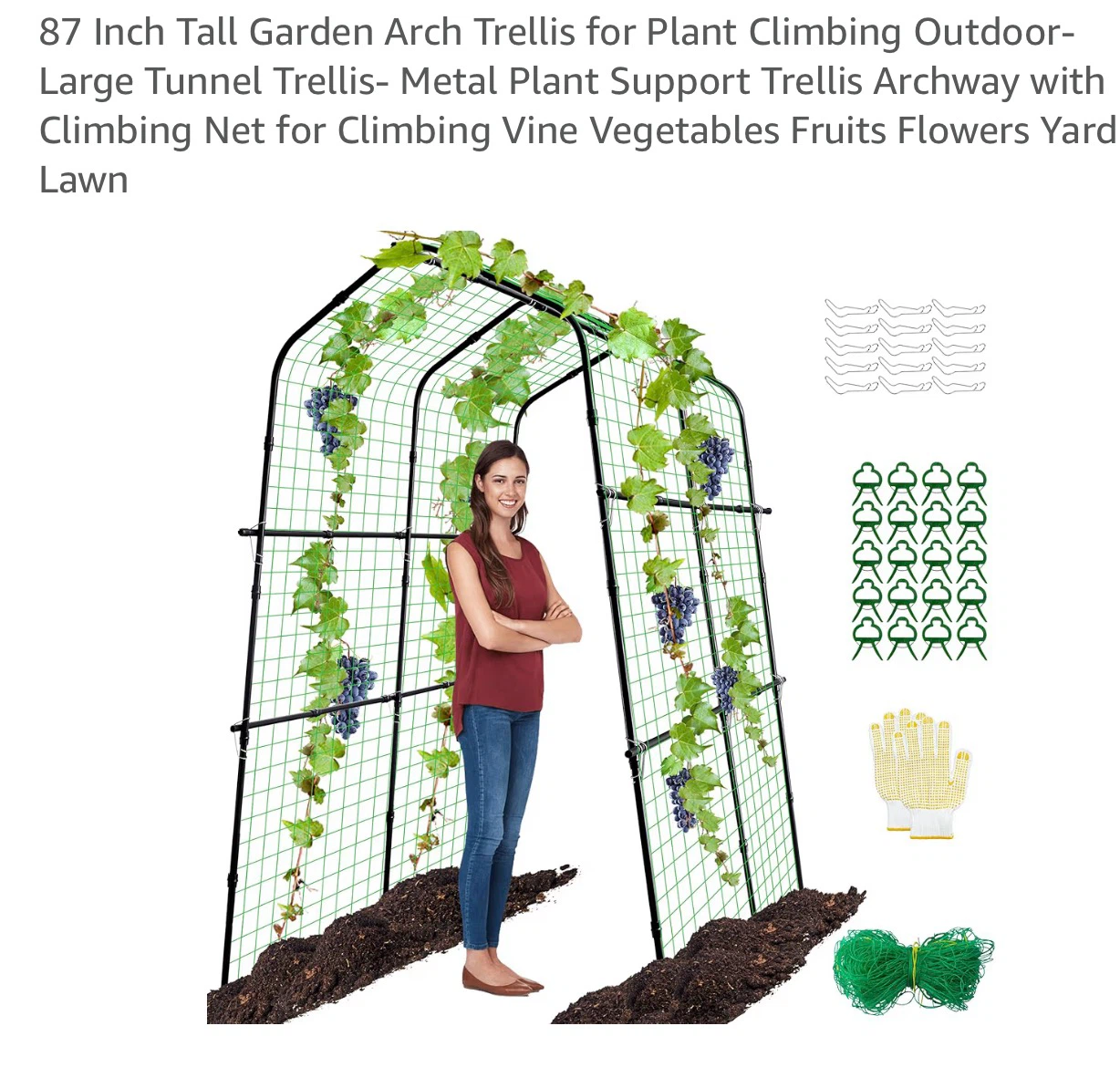87 Inch Tall Garden Arch Trellis for Plant Climbing 87T
