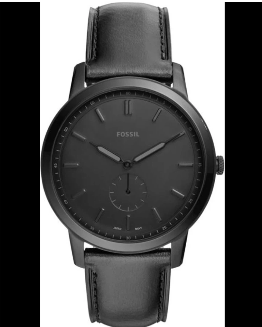 Fossil Minimalist Black Leather Strap Watch Brand New