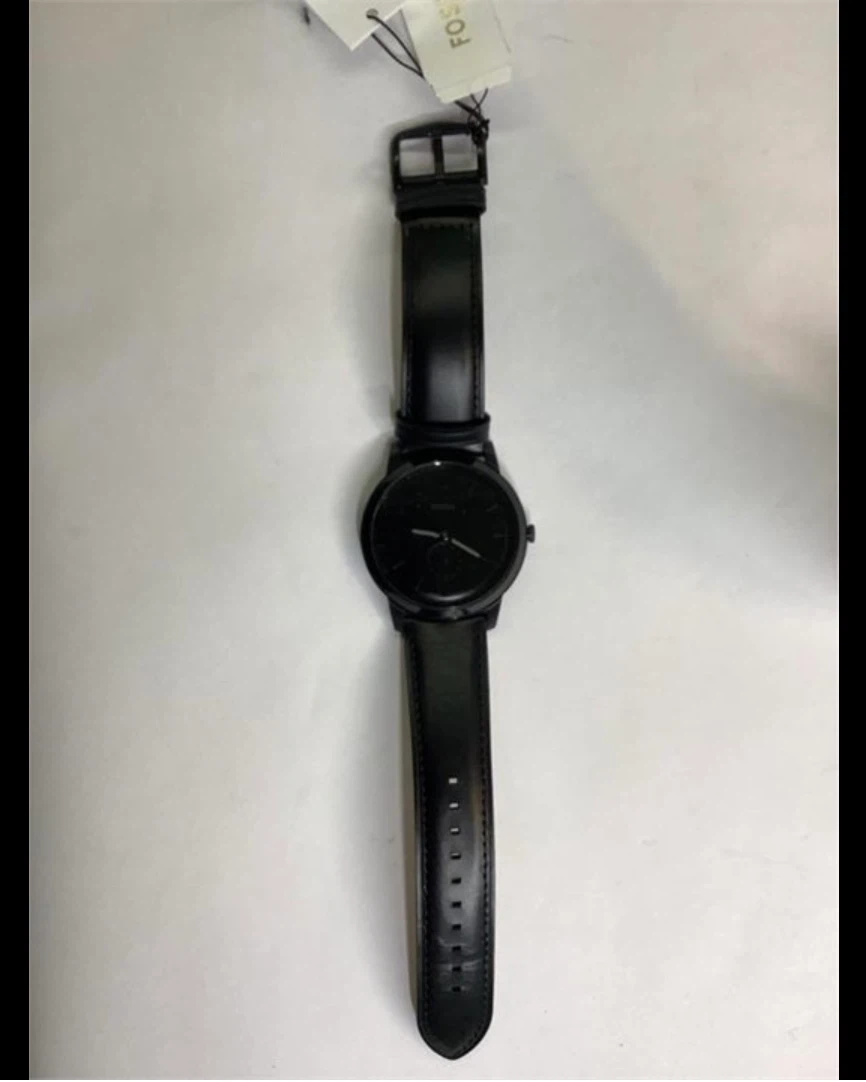 Fossil Minimalist Black Leather Strap Watch Brand New - photo 5