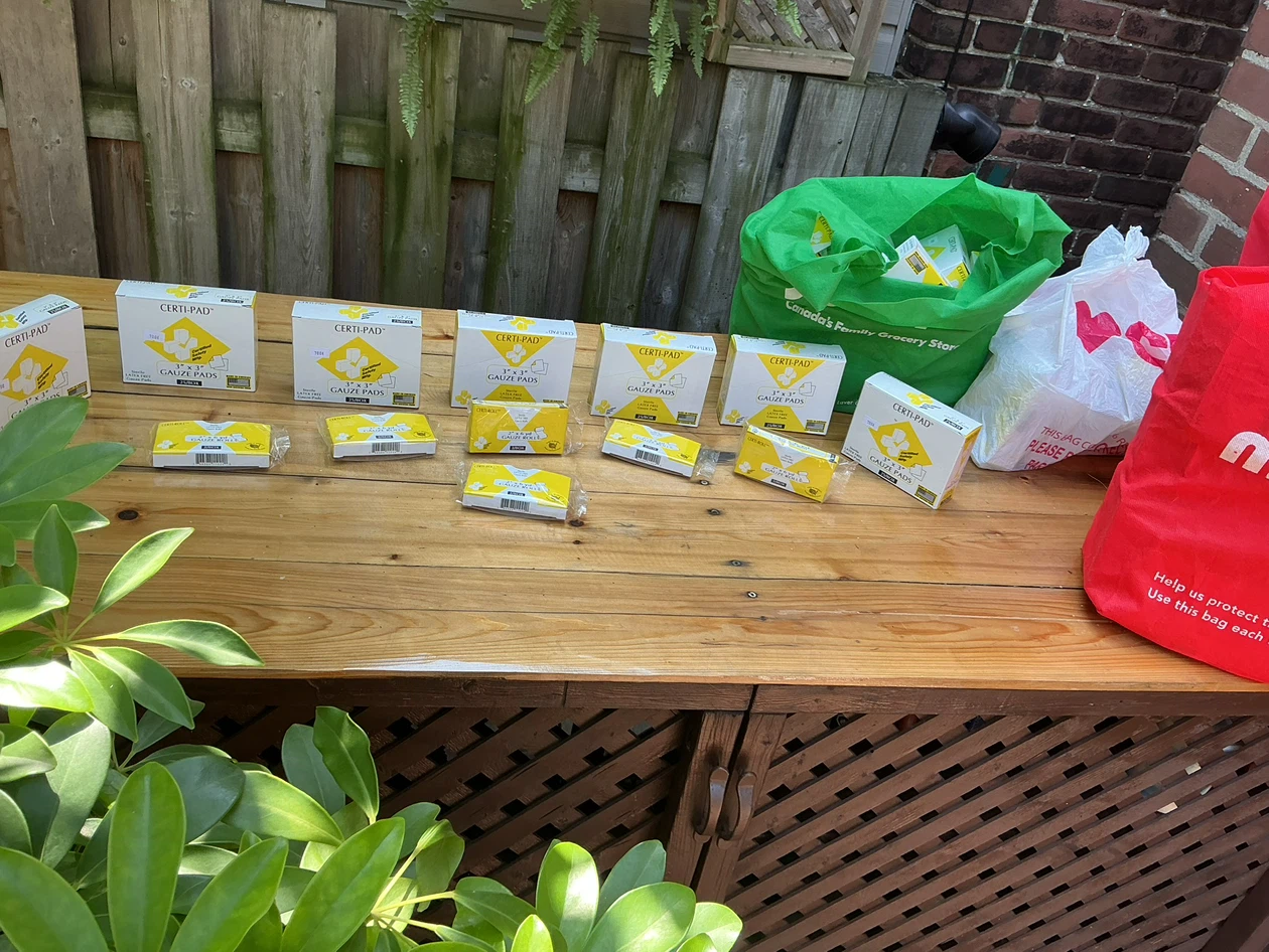 4 Bags Full of New Unopened CERTI-PAD Gauze Pads and Rolls