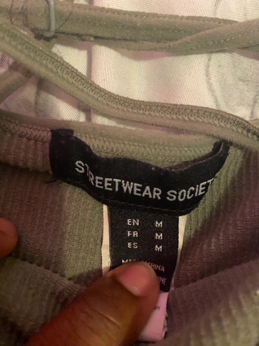 Streetwear Society Olive Green Ribbed Bodysuit - Size M - photo 2
