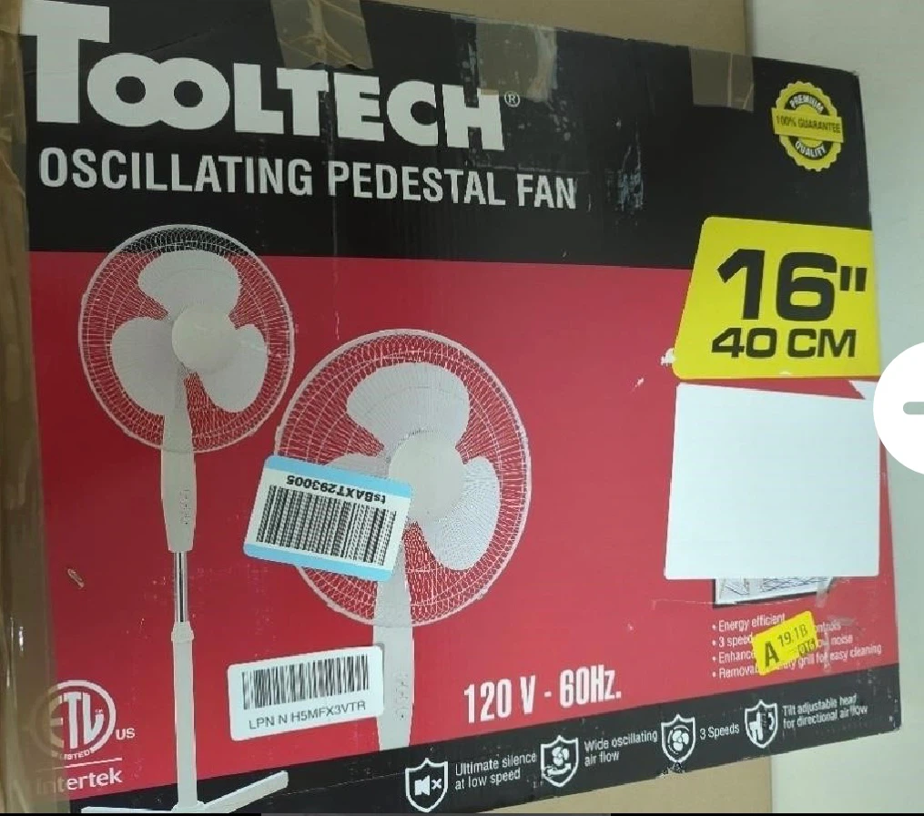 TOOLTECH Oscillating Pedestal Fan 16" (40 CM) Brand New - photo 3