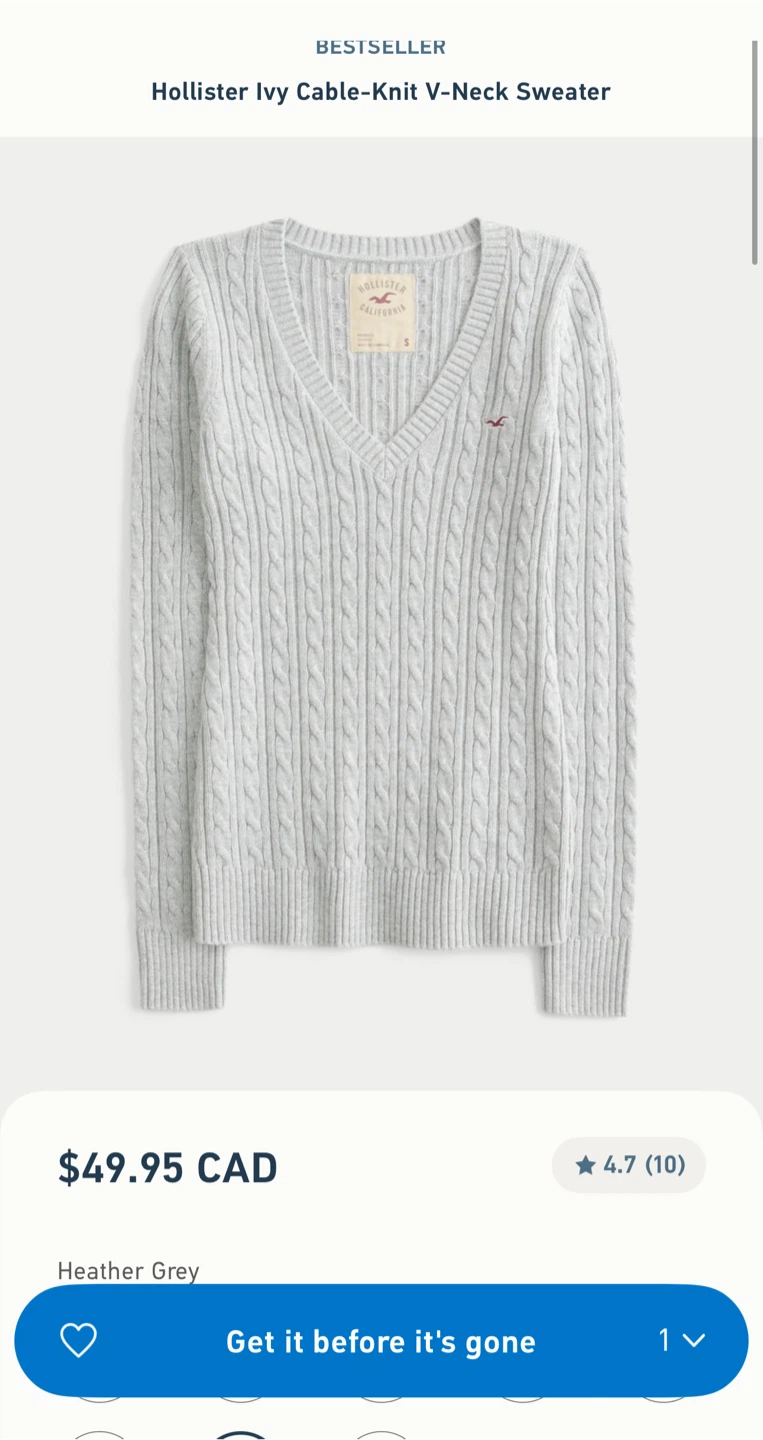 Hollister Ivy Cable-Knit V-Neck Sweater - photo 3