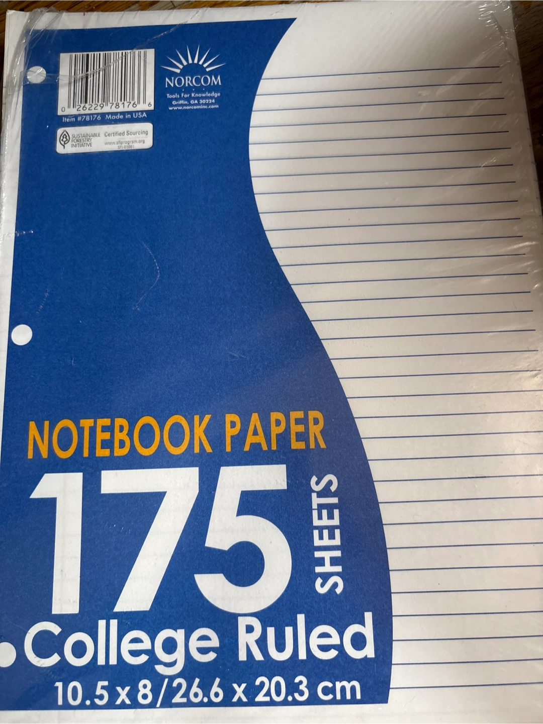 Norcom Notebook Paper - 175 Sheets - College Ruled