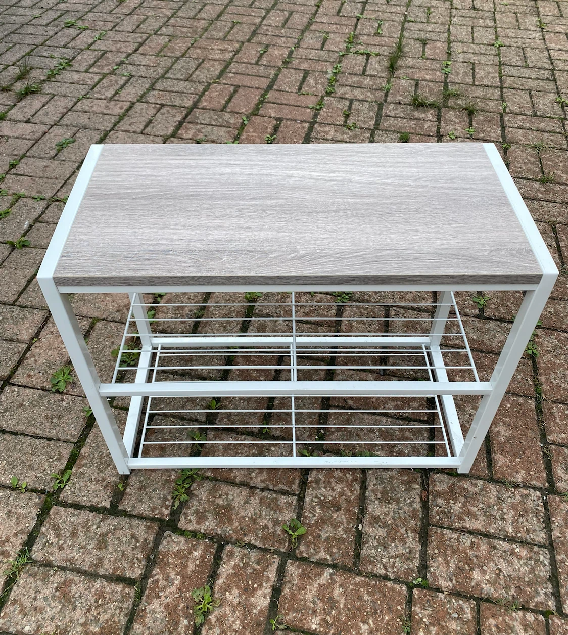 HOMEFORT 3-Tier Metal Shoe Rack - White Oak