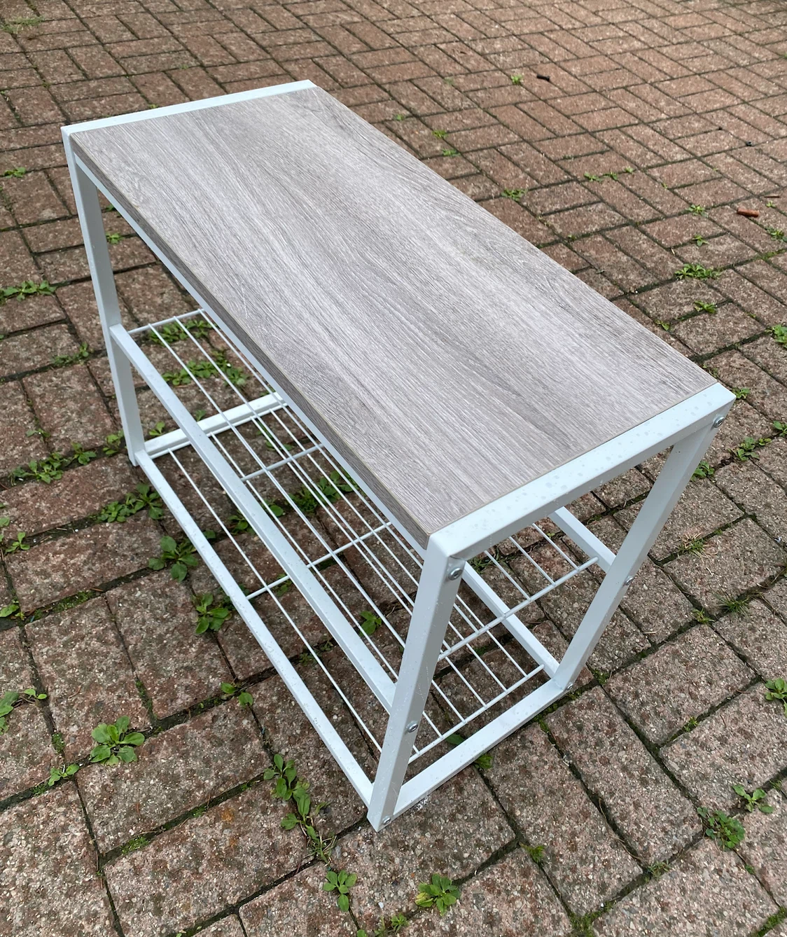 HOMEFORT 3-Tier Metal Shoe Rack - White Oak - photo 2