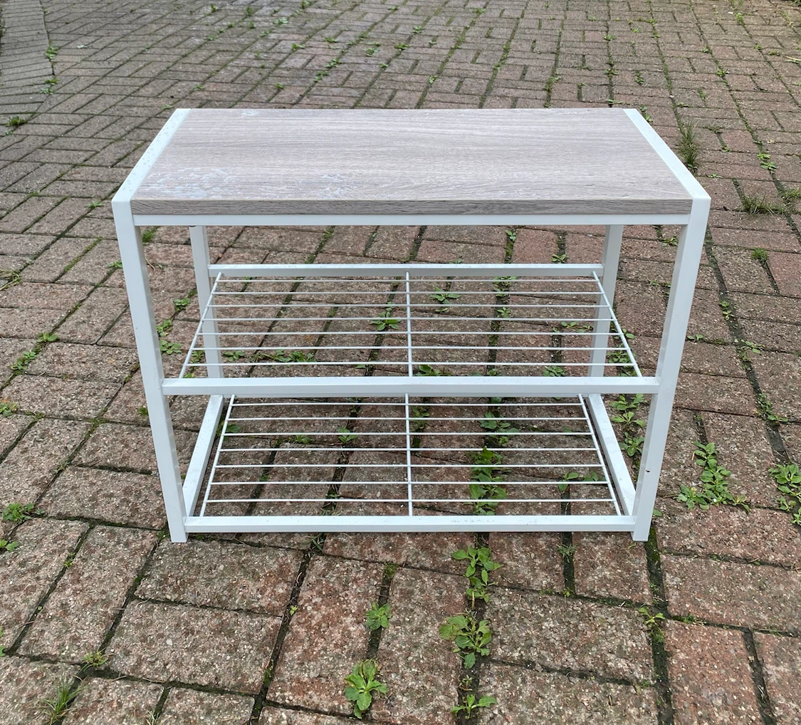 HOMEFORT 3-Tier Metal Shoe Rack - White Oak - photo 3