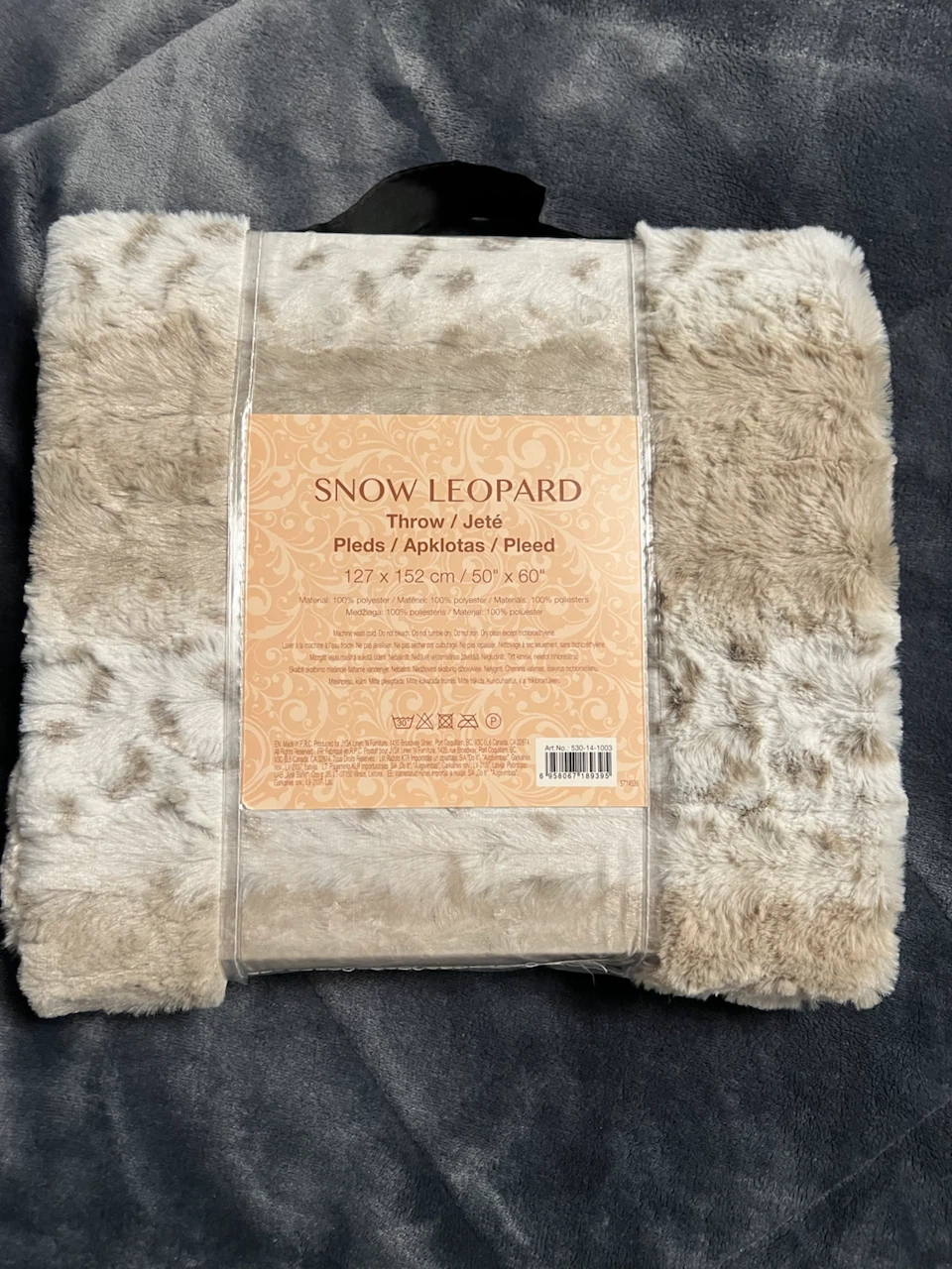 Snow Leopard Print Plush Throw Blanket
