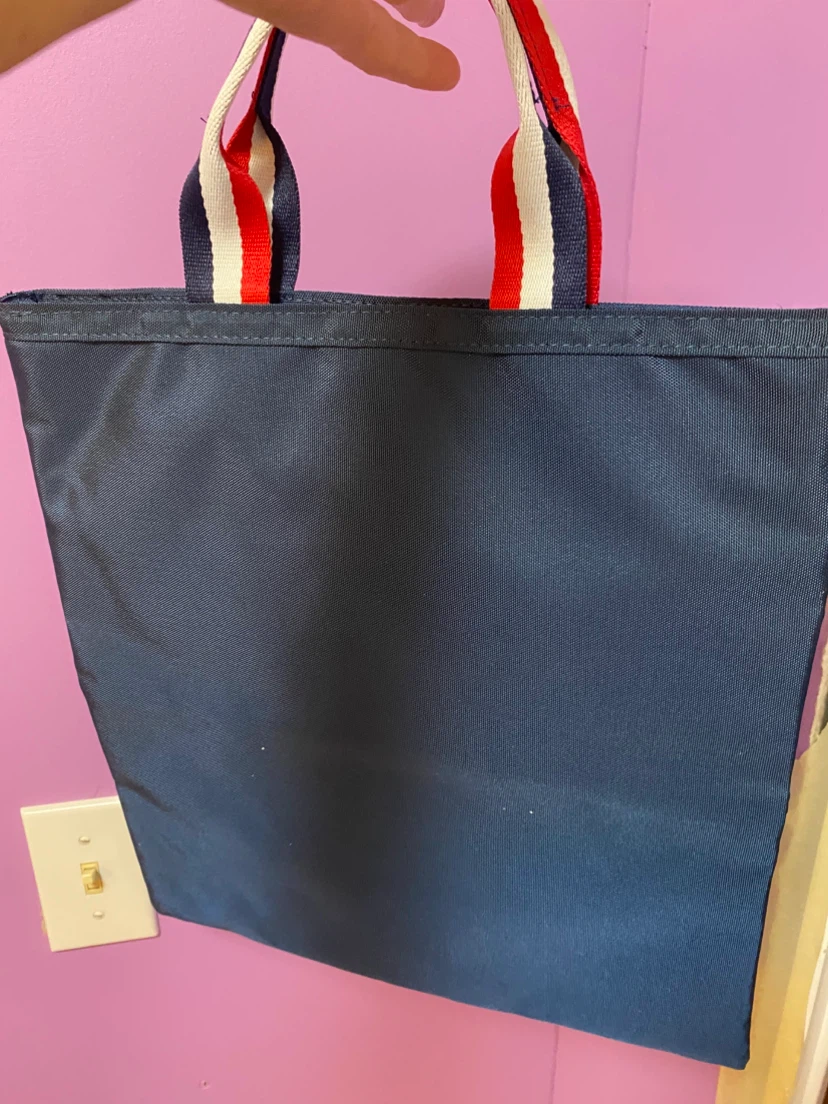 Navy Blue Tote Bag with Red, White, Blue Stripes - photo 2