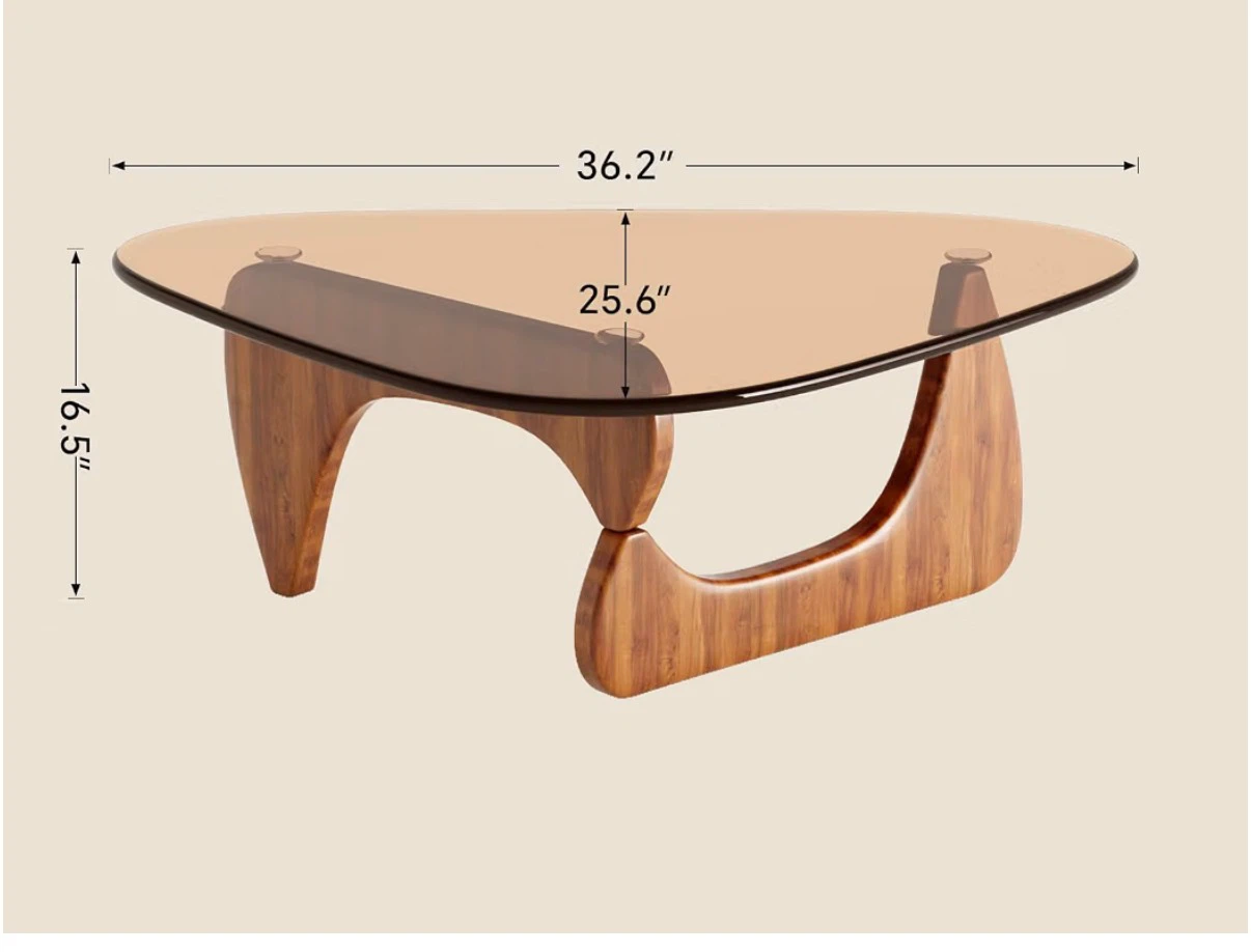 Noguchi style Coffee Table with Oak Wood Base - photo 2