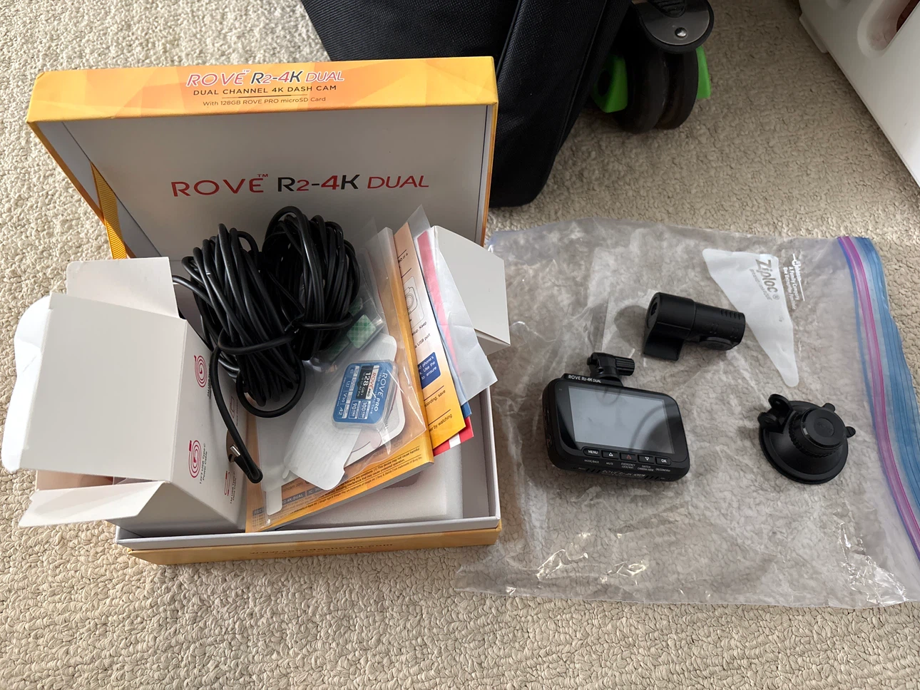 ROVE R2-4K DUAL Dash Cam with 128GB microSD Card