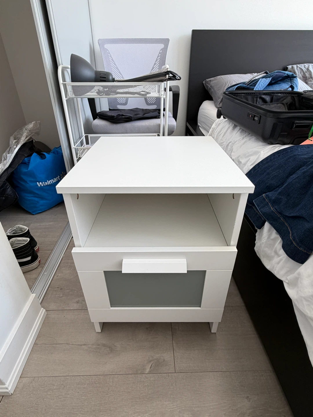IKEA White Nightstand with Drawer - photo 2