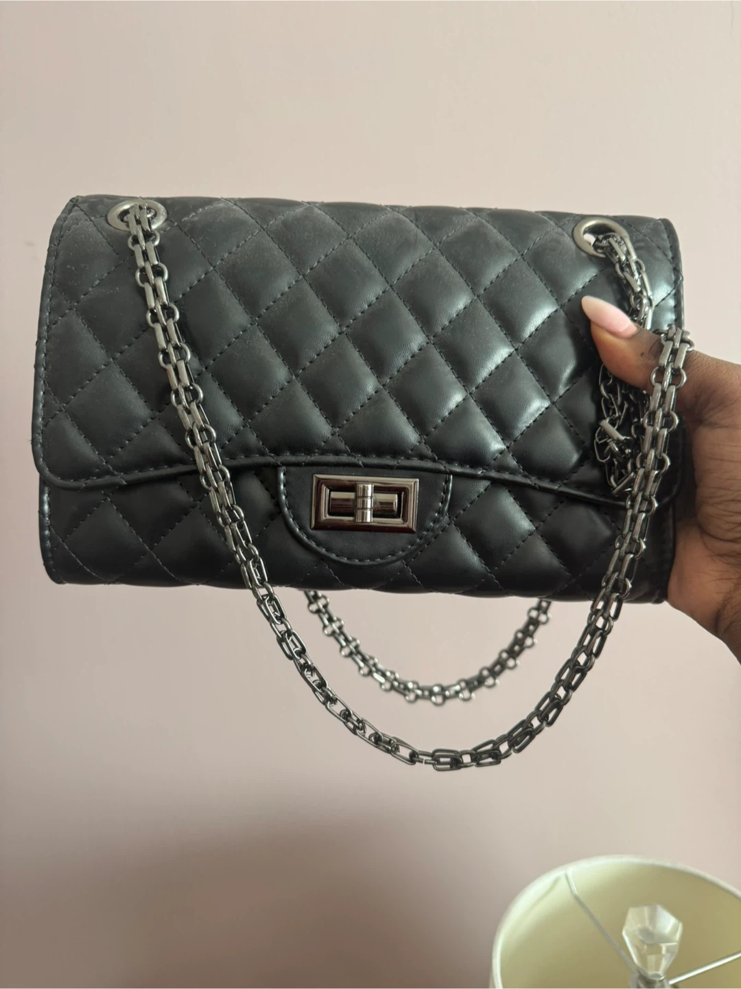 Black Quilted Chain Handbag