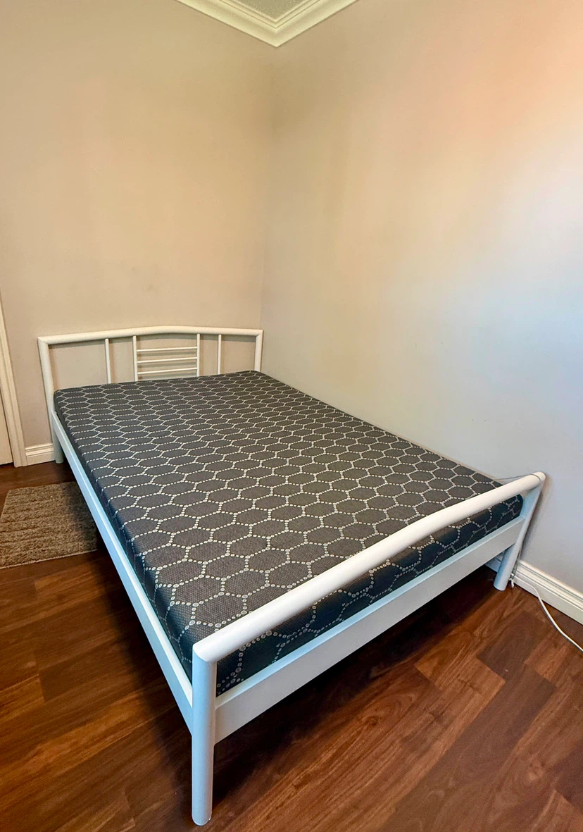 Moving Sale Ikea White Metal Bed Frame with Mattress