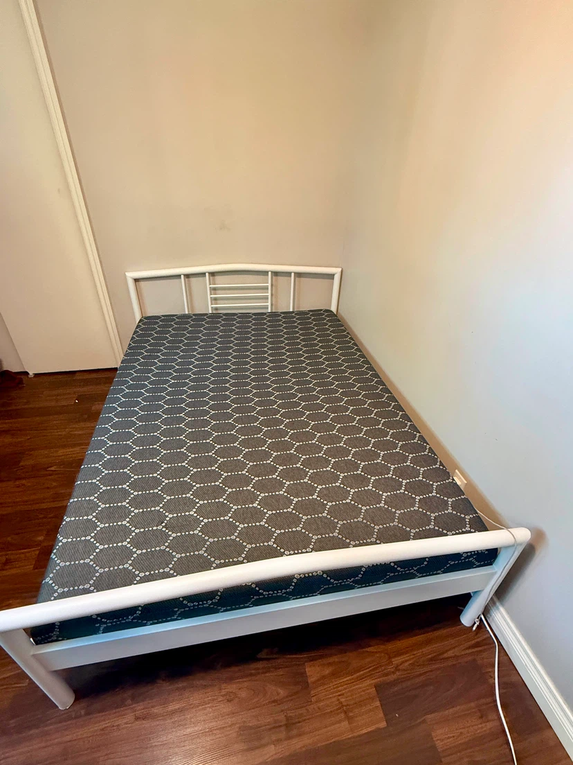 Moving Sale Ikea White Metal Bed Frame with Mattress - photo 2