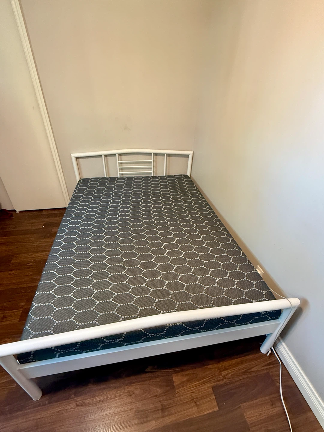 Moving Sale Ikea White Metal Bed Frame with Mattress - photo 2