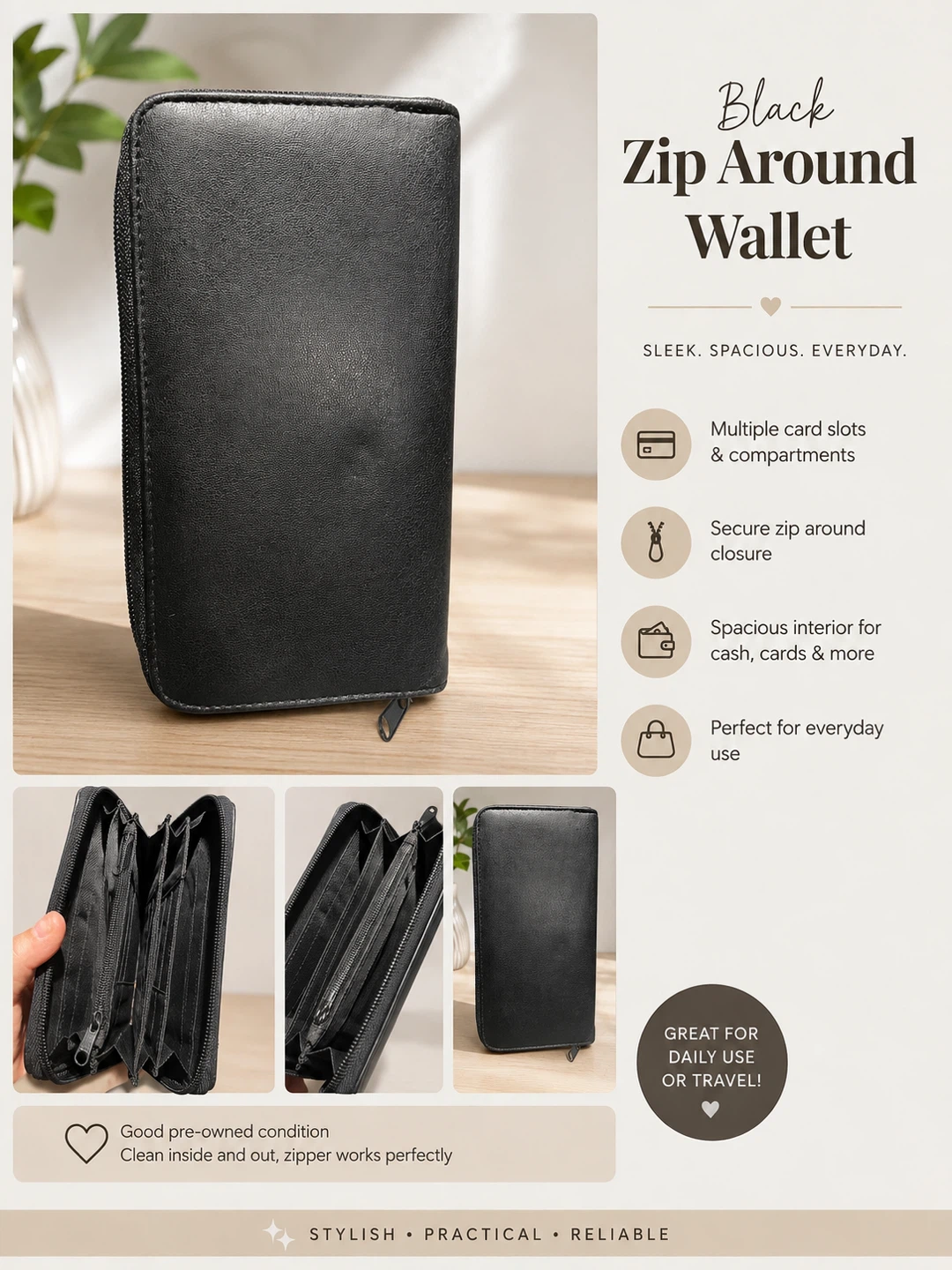 Black Zip Around Wallet - photo 5
