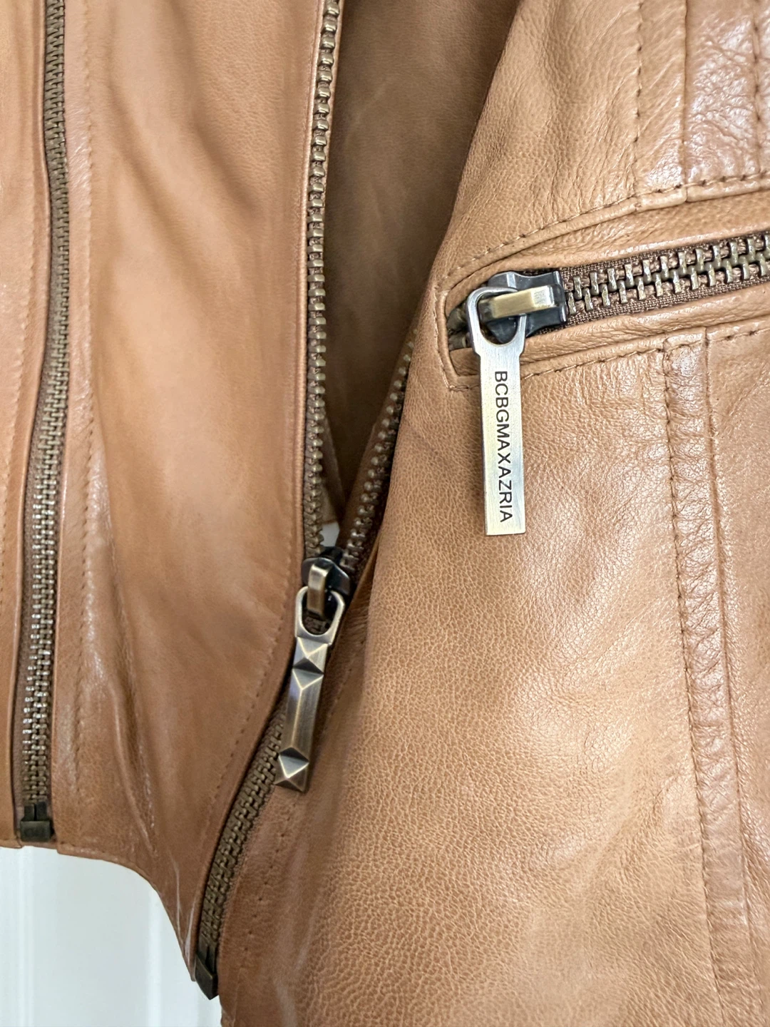 BCBGMAXAZRIA Brown Leather Moto Jacket - photo 3
