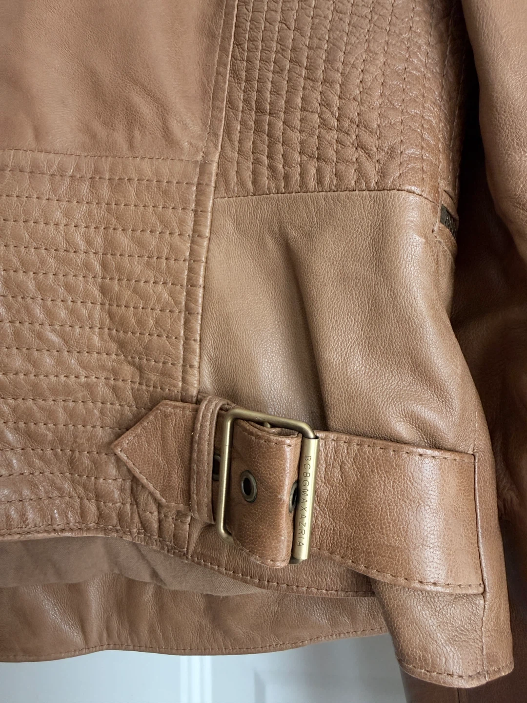 BCBGMAXAZRIA Brown Leather Moto Jacket - photo 5