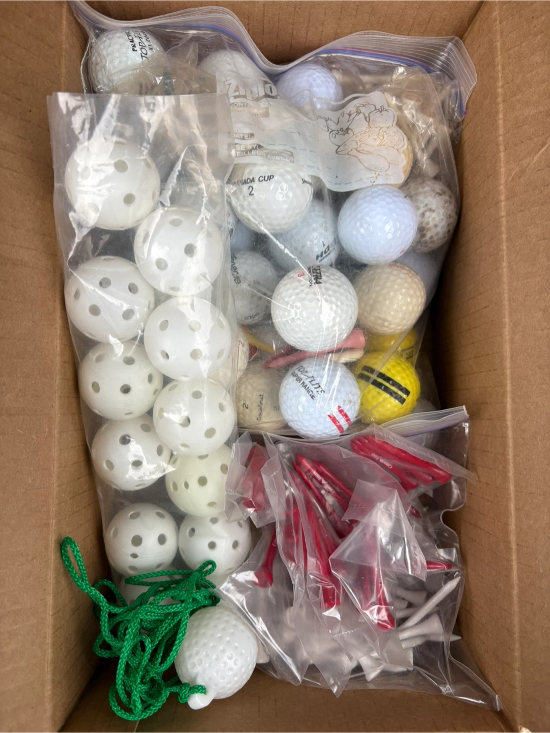Golf Balls, Practice Balls, and Tees Set