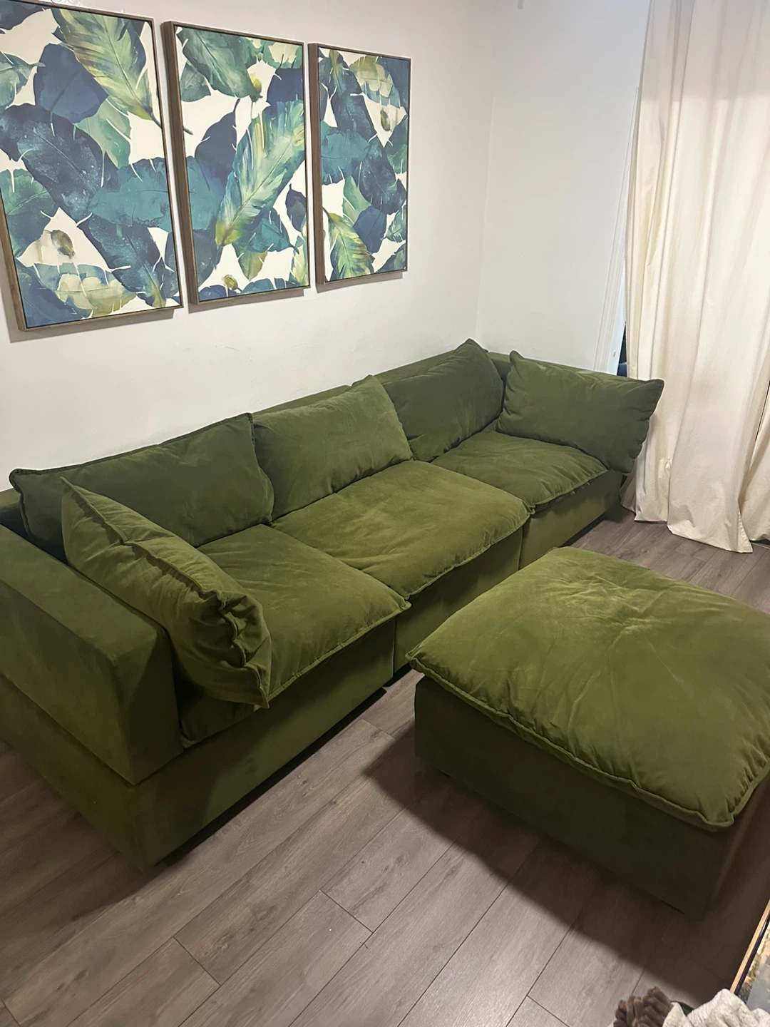 Green Sectional Sofa with Ottoman