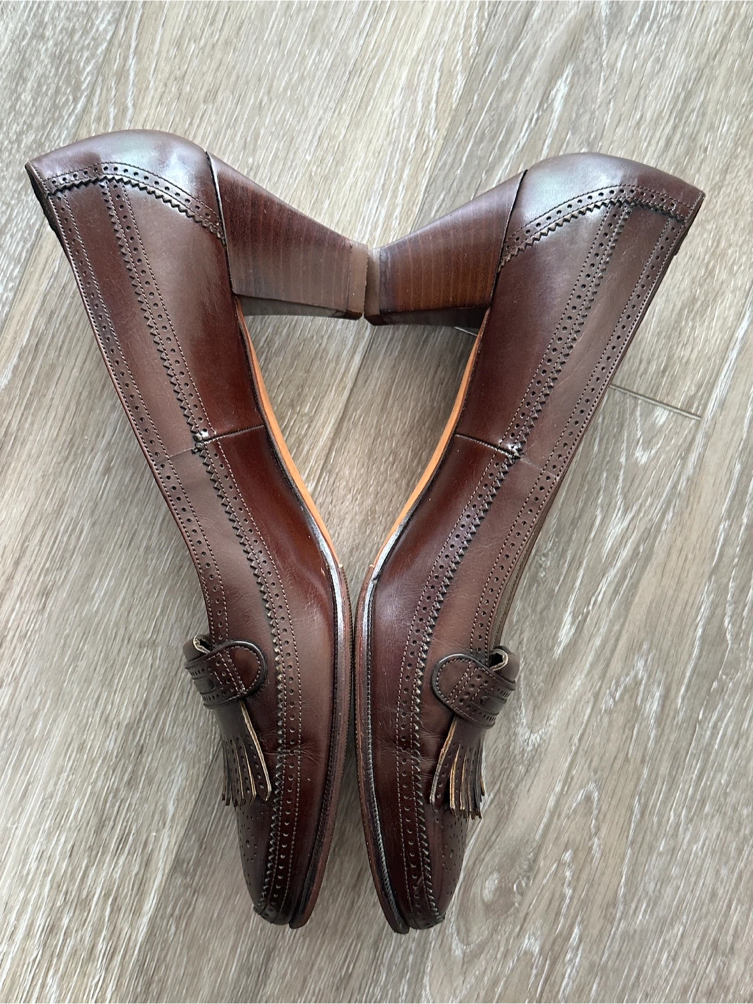 Brown Leather Tassel Loafer Heels - photo 3