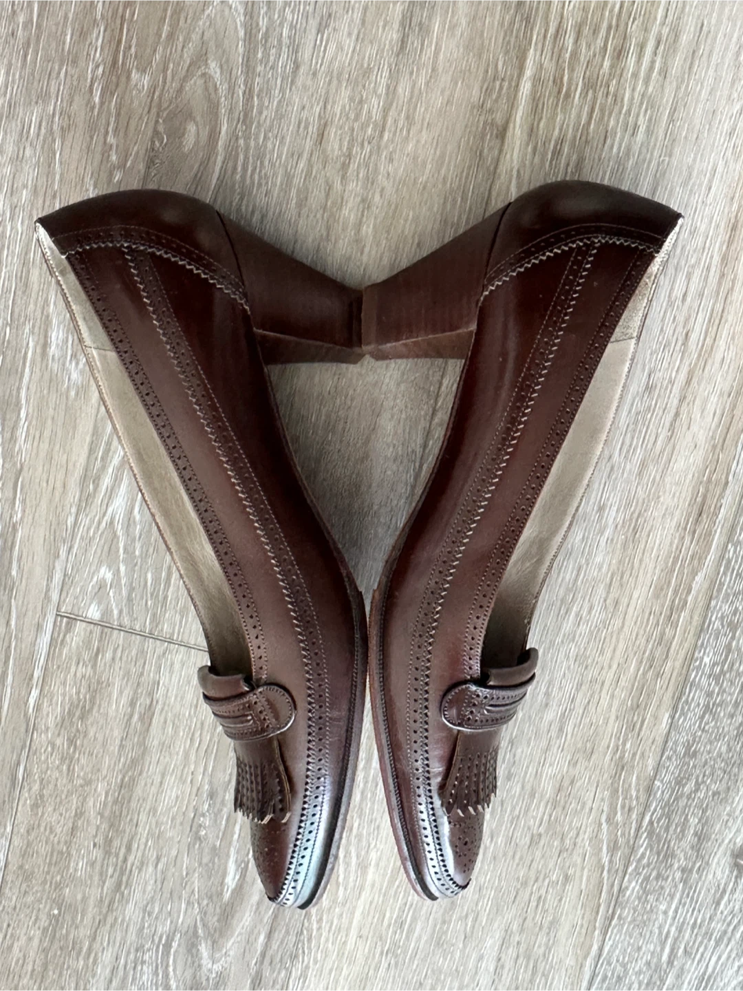 Brown Leather Tassel Loafer Heels - photo 4