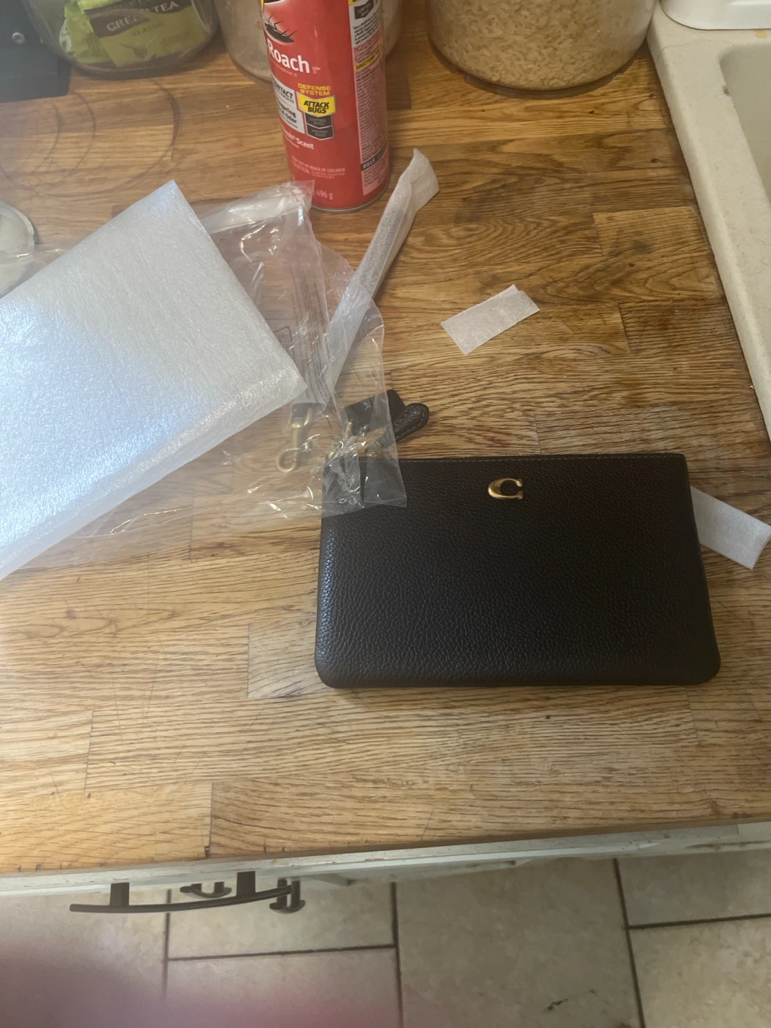 Coach Black Leather Wristlet Pouch