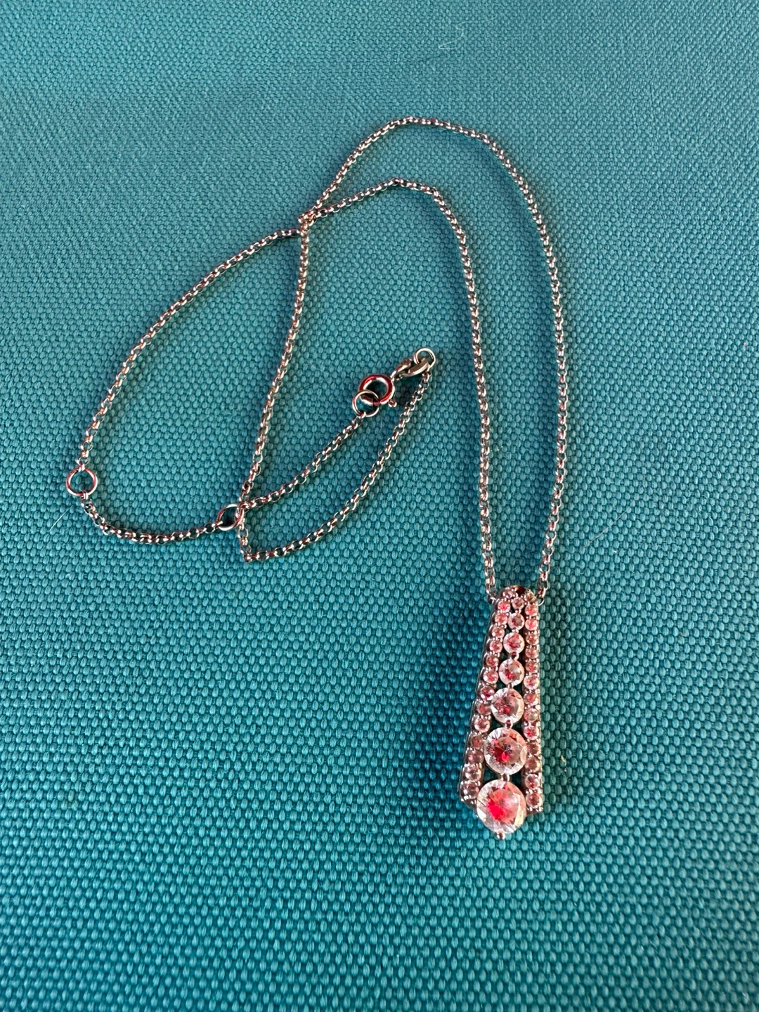 925Silver Pendant Necklace with Clear and Pink Stones