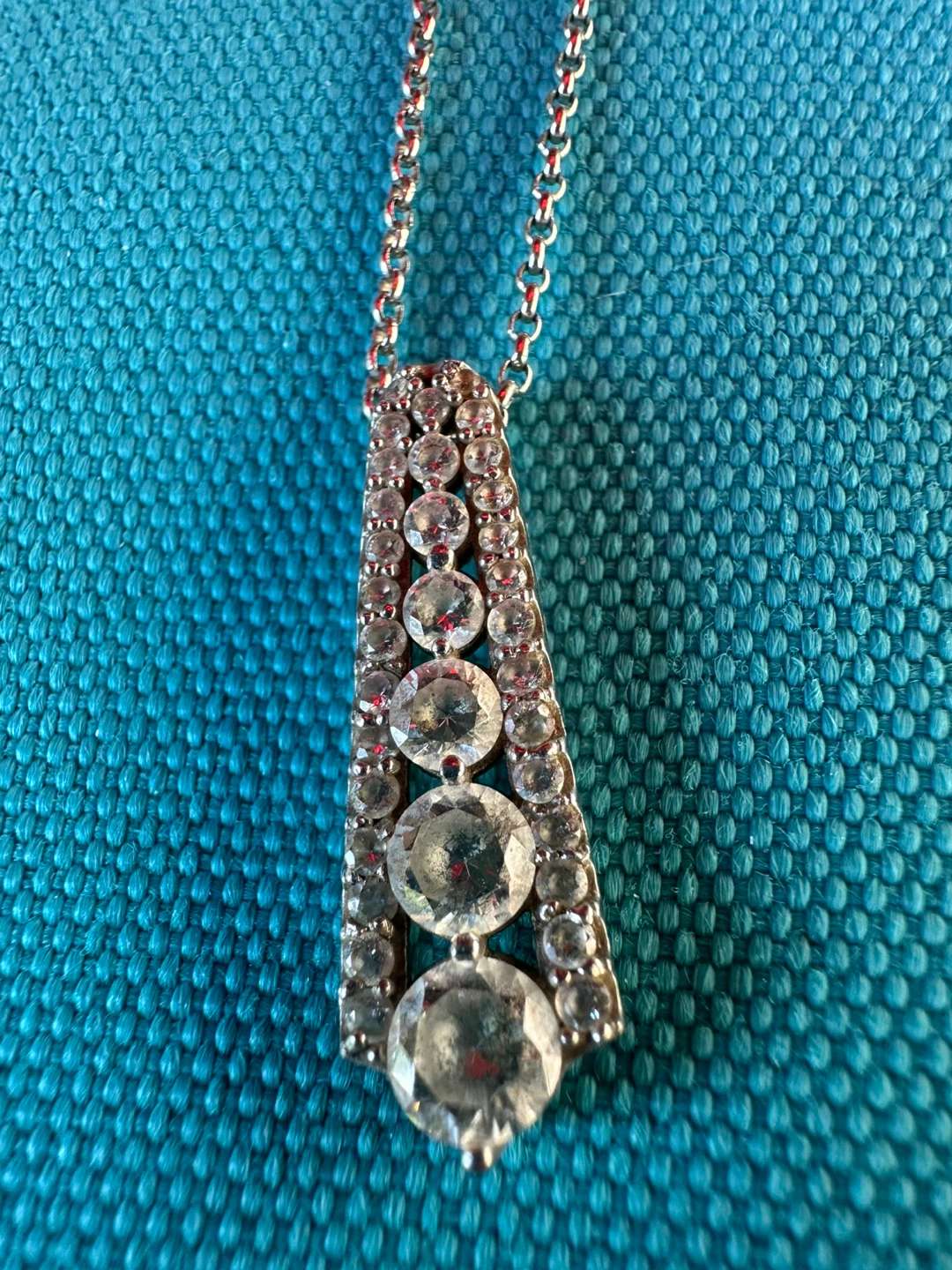 925Silver Pendant Necklace with Clear and Pink Stones - photo 2