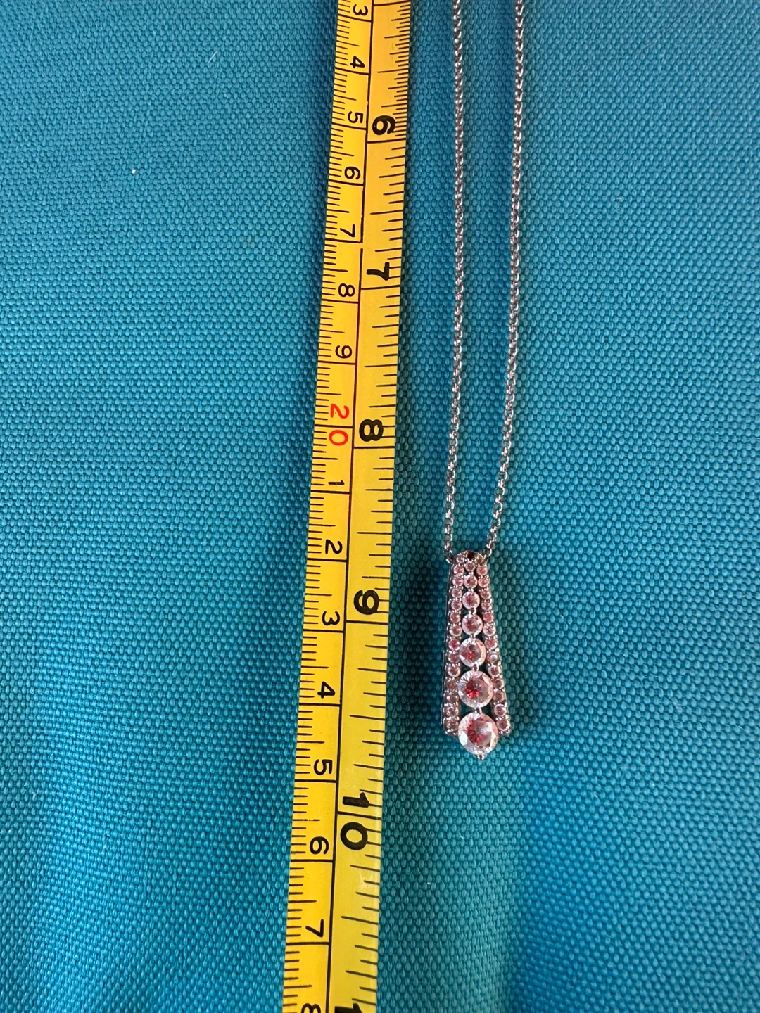 925Silver Pendant Necklace with Clear and Pink Stones - photo 4