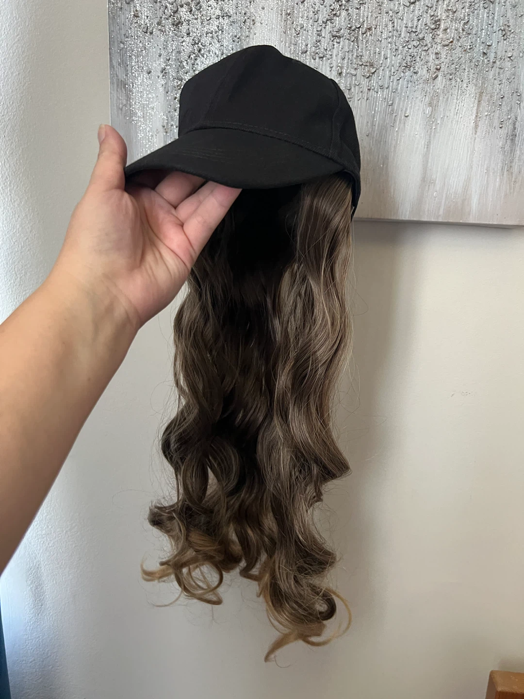 Cap with Attached Wavy Hair