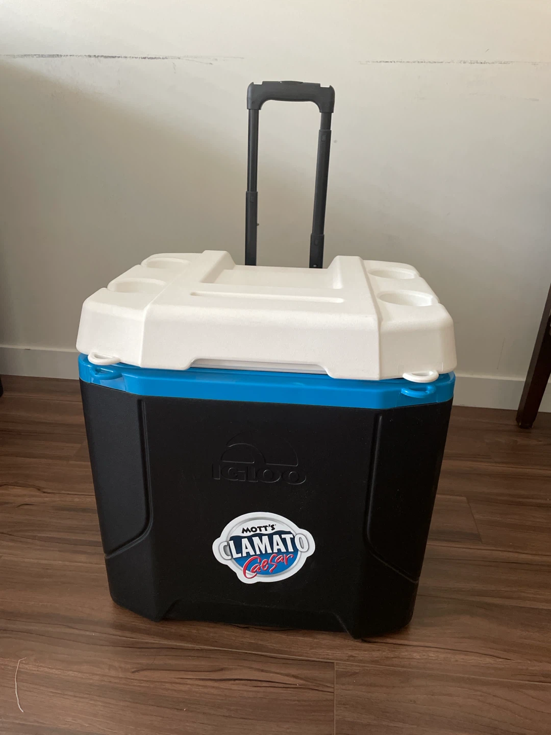 Igloo Cooler with Wheels and Mott's Clamato Logo