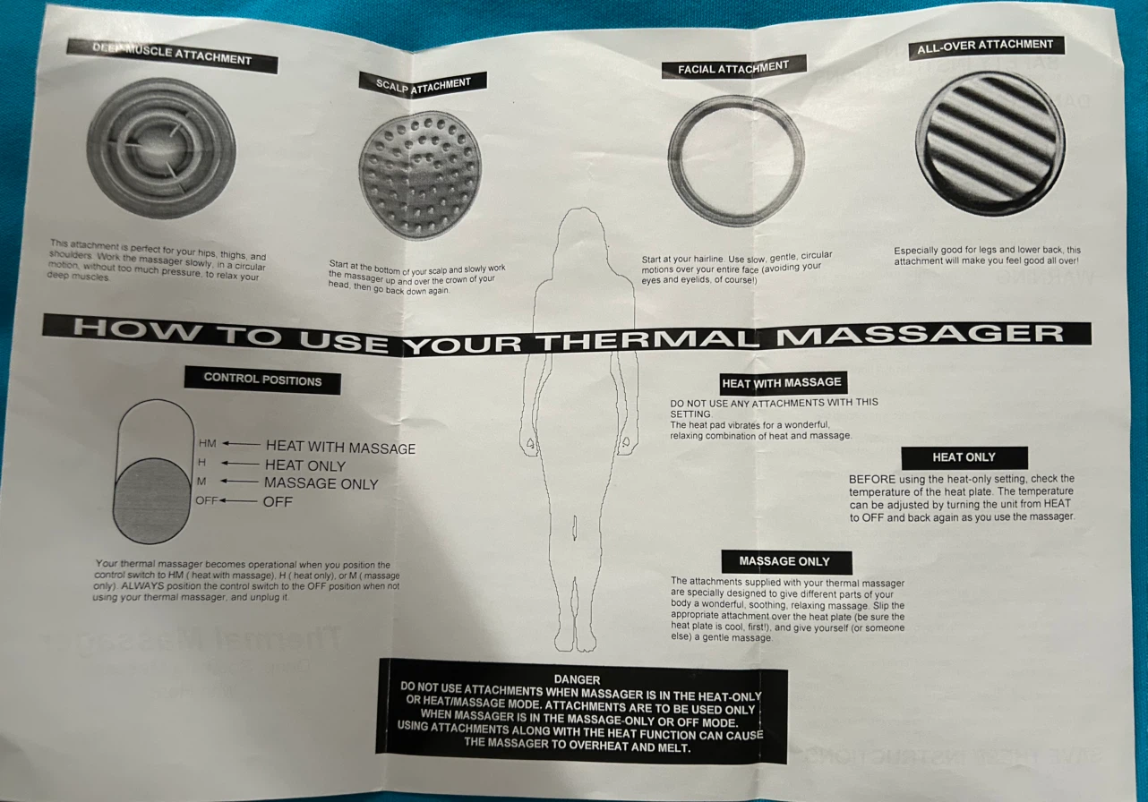 Thermassage Thermal Massager with Heat and 4 Attachments - photo 2
