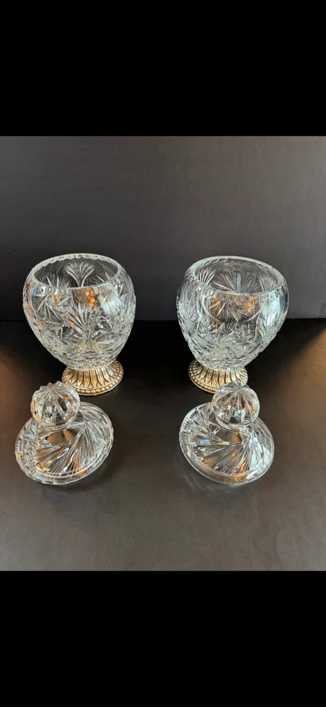 Set of 2 Vintage Crystal Candy Dishes with Lids - photo 3