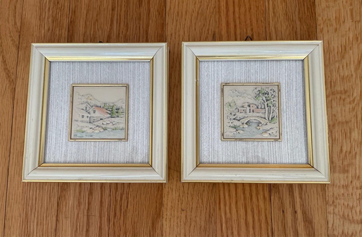 Italian Framed Miniature Art Prints - Set of 2