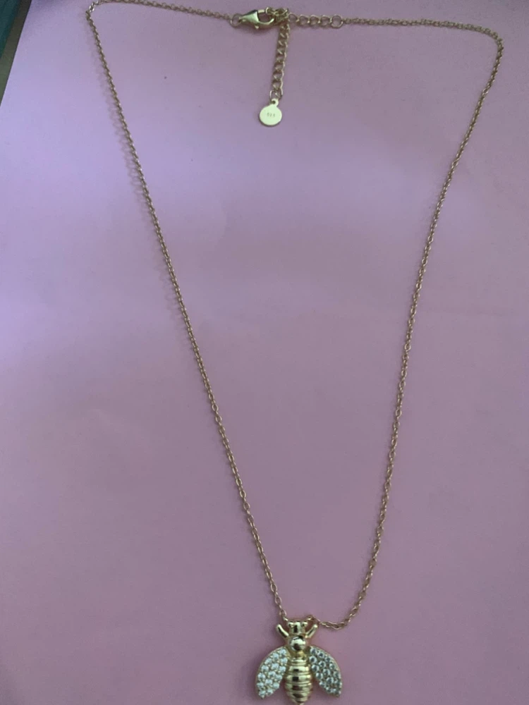 Silver sterling Bee Necklace with Cubic Zirconia