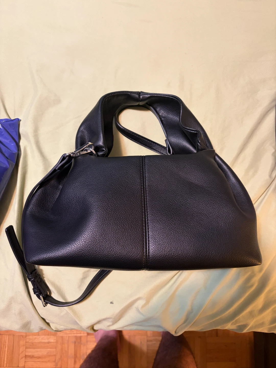 Black Faux Leather Handbag