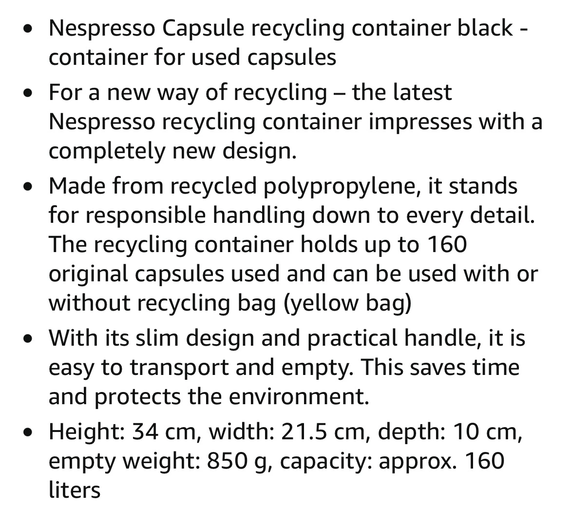 Nespresso Vertuo Capsule Recycling Bin – Black | Like New - photo 5